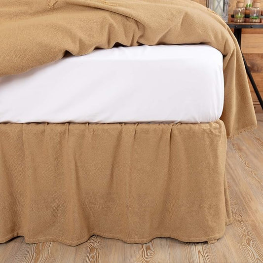 VHC Brands Burlap Solid Color Cotton Farmhouse Split Corners Gathered Queen Bed by VHCBrands