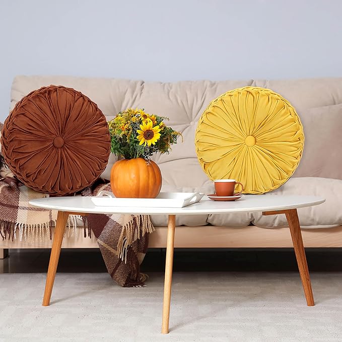 Yerliker 6 Pcs Floor Pillow Cushions 15inch Round Velvet Throw Pillows Colorful - Image 5