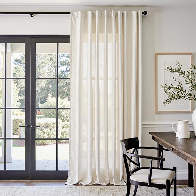 jinchan Beige Linen Blend Curtain 108 Inches Extra Long 1 Panel by JINCHAN
