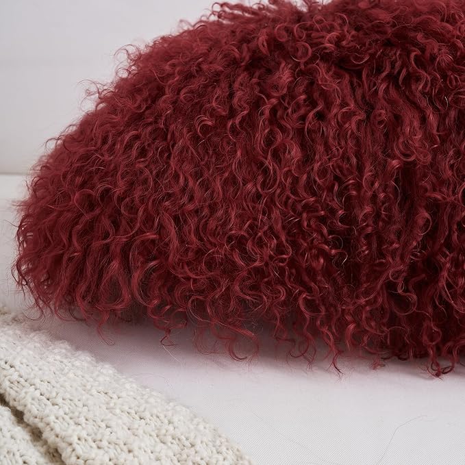 Genuine Mongolian Lamb Fur Pillow Cover – 12"x20" Rectangular Cushion Case – - Image 5