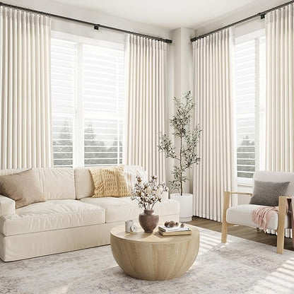 Natural Pinch Pleat Linen Curtains 108 Inch Length 2 Panels Set - Image 6