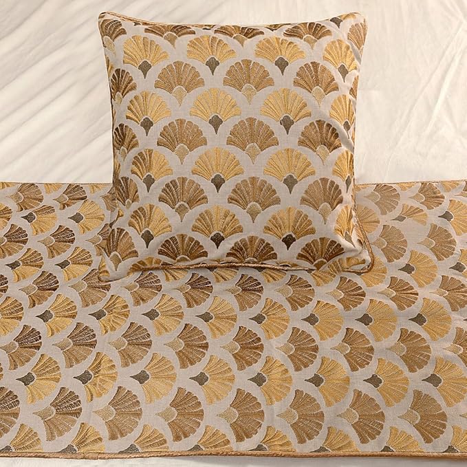 The HomeCentric King Queen Twin Beige & Yellow Gold Handmade King 90"x18" Bed - Image 4