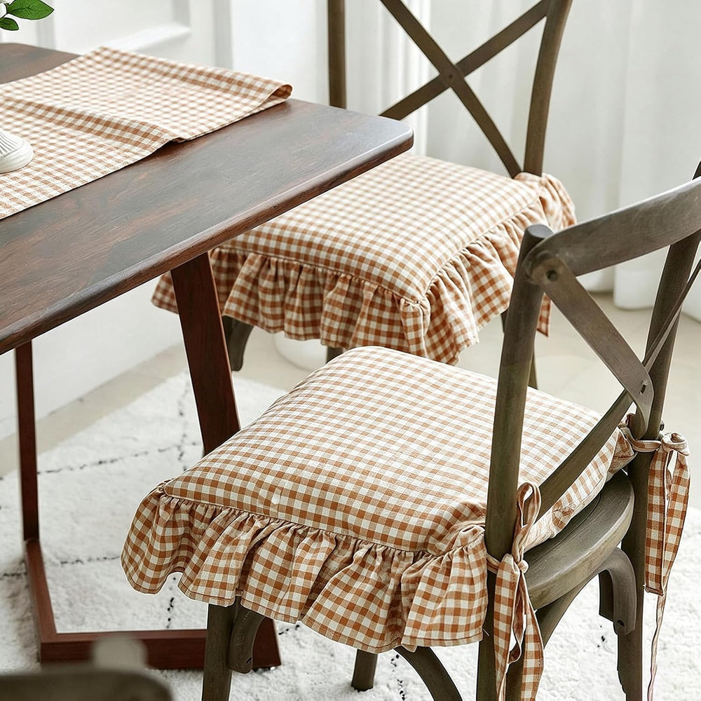 4 Pcs Taupe Ruffle Chair Cushion Covers, 17.5"x17.5" Square,Covers ...