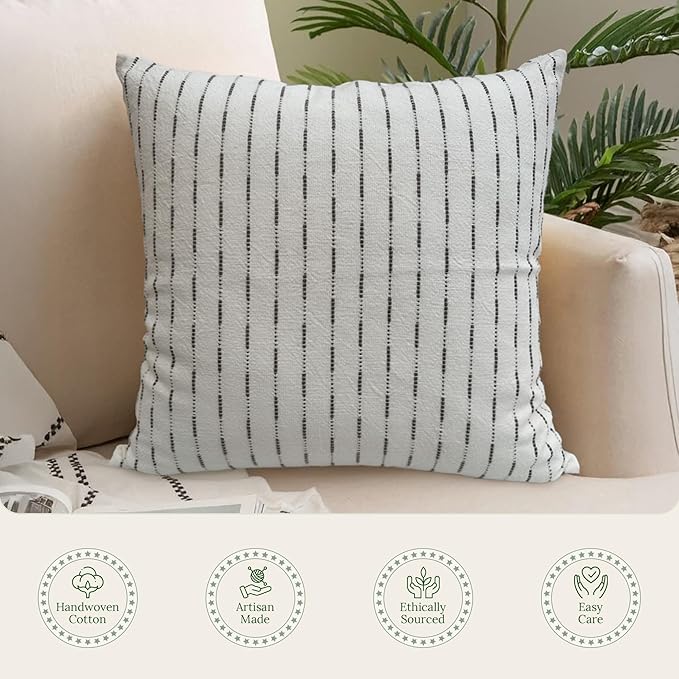 SanVia Gray Rest Premium Cotton Throw Pillow Covers, 20 x 20 Inches, Luxury - Image 4