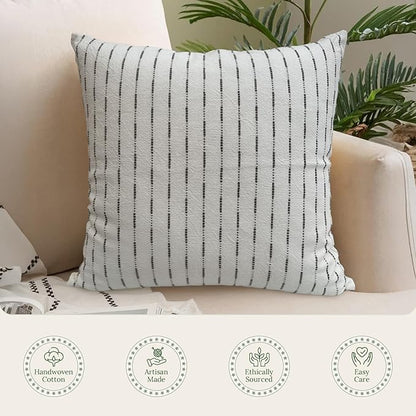 SanVia Gray Rest Premium Cotton Throw Pillow Covers, 20 x 20 Inches, Luxury - Image 4
