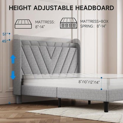 koorlian queen bed frame with headboard, adjustable upholstered, package contents