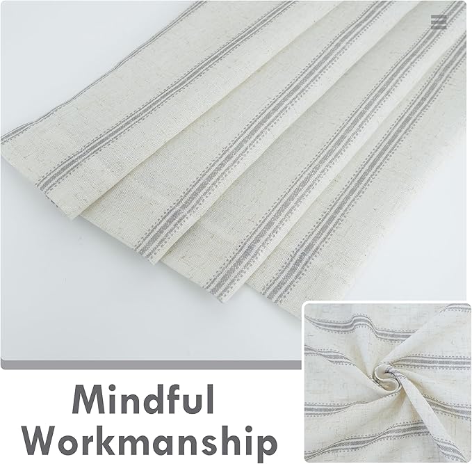 DriftAway Farmhouse Vertical Striped Linen Blend Textured Light Filtering Semi - Image 5