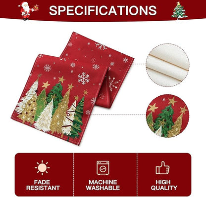 OTOSTAR Snowflakes and Christmas Tree Table Runner, Xmas Seasonal Winter - Image 7