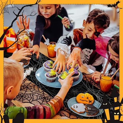 Happy Halloween Table Runner Horror Black Spider Web Kitchen Dining Table - Image 3
