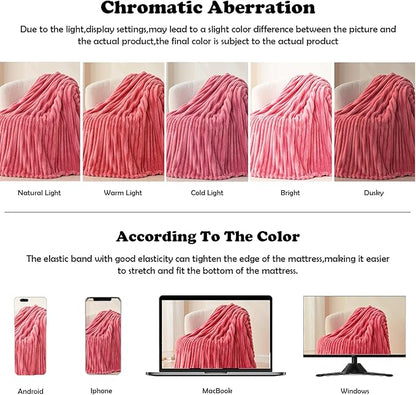 NEWCOSPLAY Super Soft King Blanket Coral Pink Premium Silky Flannel Fleece 3D - Image 6