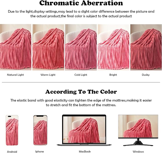 NEWCOSPLAY Super Soft Queen Blanket Coral Pink Premium Silky Flannel Fleece 3D - Image 6
