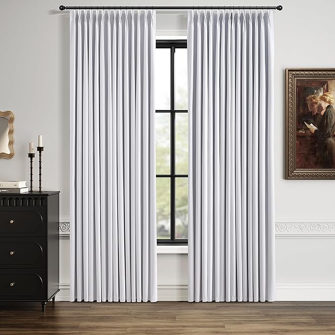 White Linen Blackout Curtains 84 Inches Long - Image 2