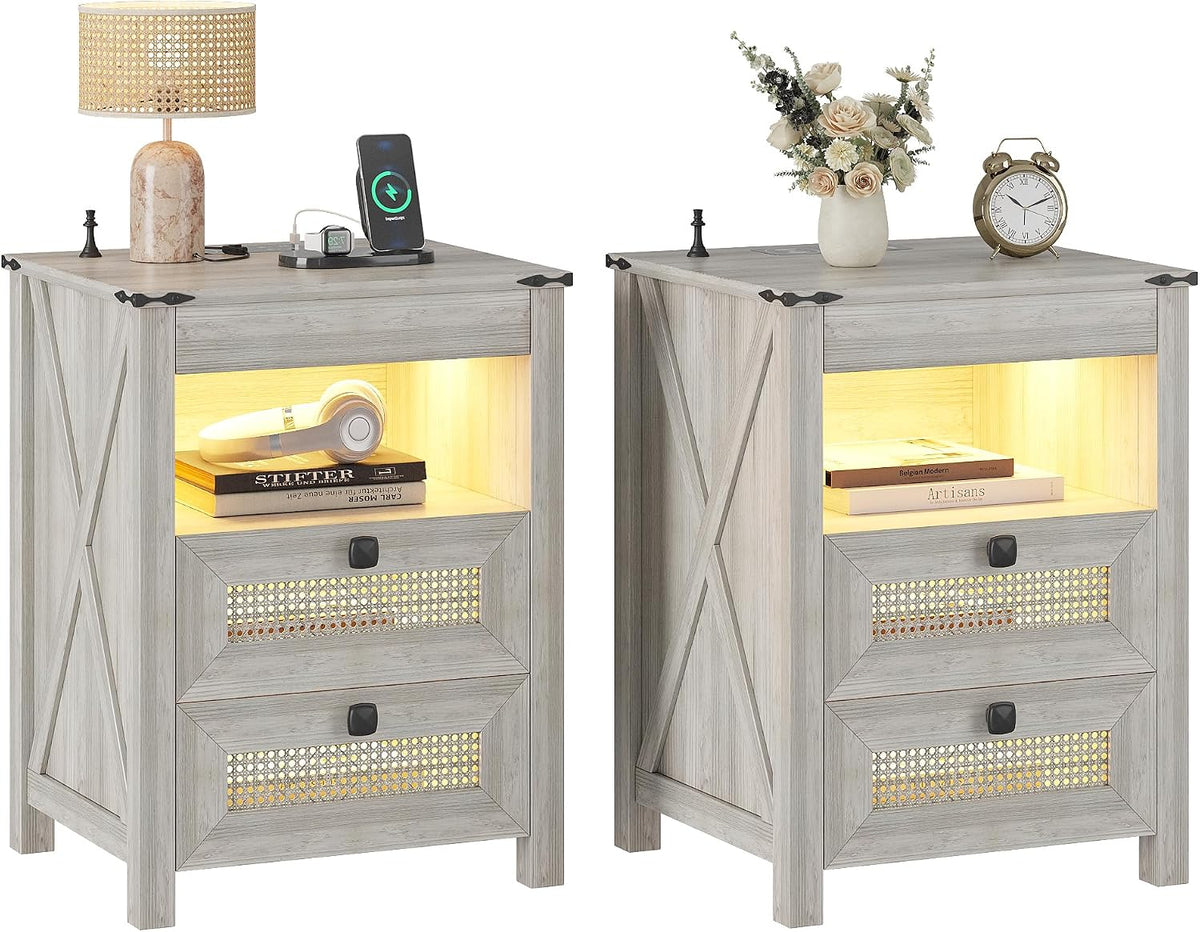grey nightstands set 2 with gun drawer &, main product view