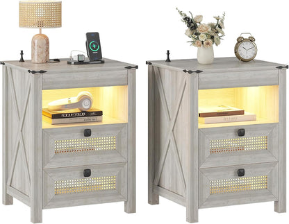 grey nightstands set 2 with gun drawer &, main product view