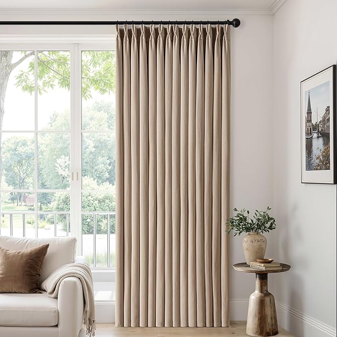 MIULEE Pinch Pleated Thick Linen Curtains 90 Inch 4 Panels Set Back Tab Memory - Image 6