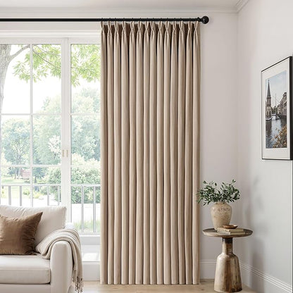 MIULEE Pinch Pleated Thick Linen Curtains 96 Inch 4 Panels Set Back Tab Memory - Image 6