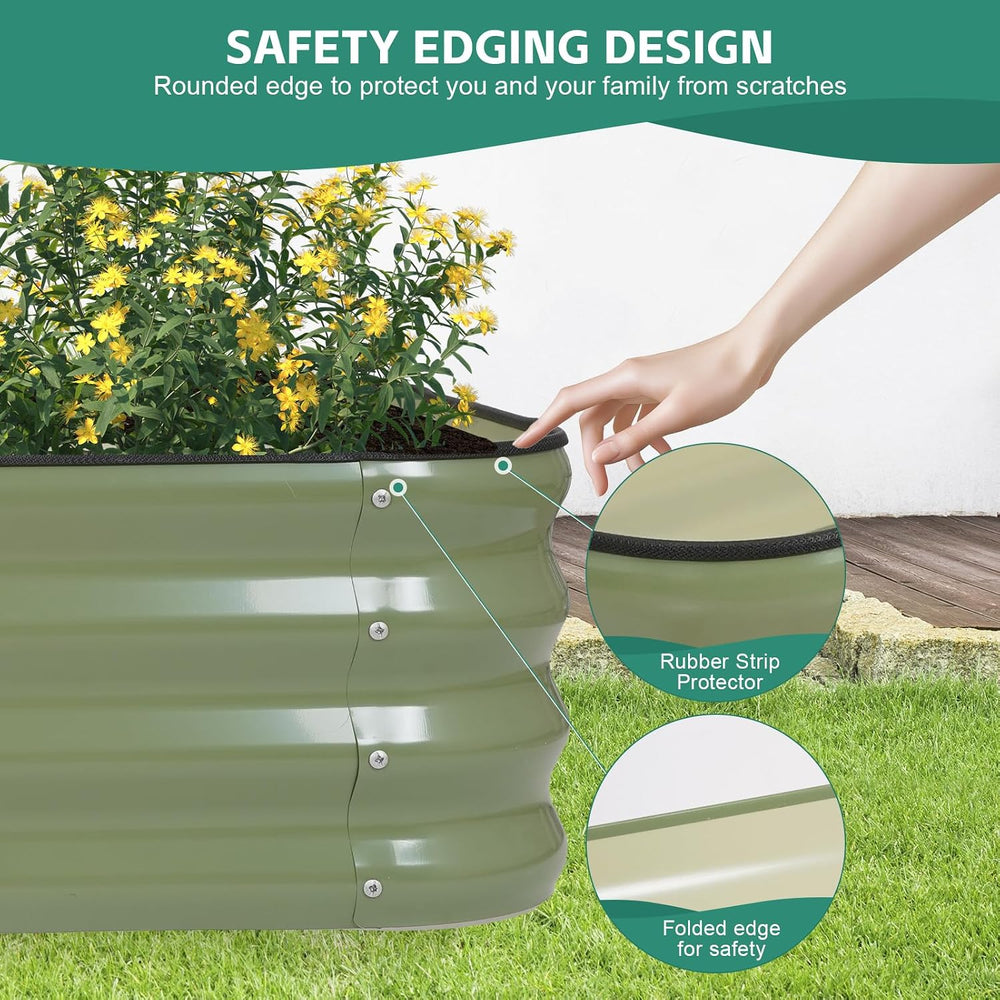 3 in 1 Galvanized Raised Garden Bed, 4x2x1ft, 2Pack, Green