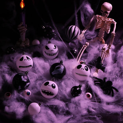 100Pcs Halloween Before Christmas Tree Ornaments Black & White Decorations