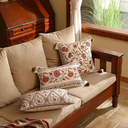 ISAENNE Design Linen Lumbar Vintage Throw Pillow Covers 12"x20", Living Room - Image 3