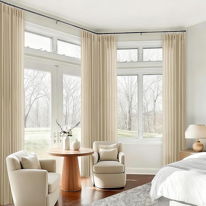 Light Filtering Pinch Pleat Linen Curtains 102 Inches Long - Image 9