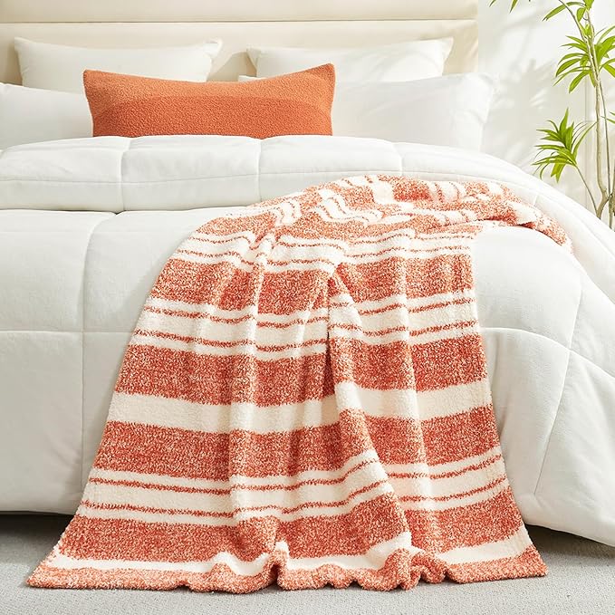 Snuggle Sac Orange Bedding Blanket Ultra Soft Microfiber, Warm Cozy Knit - Image 2