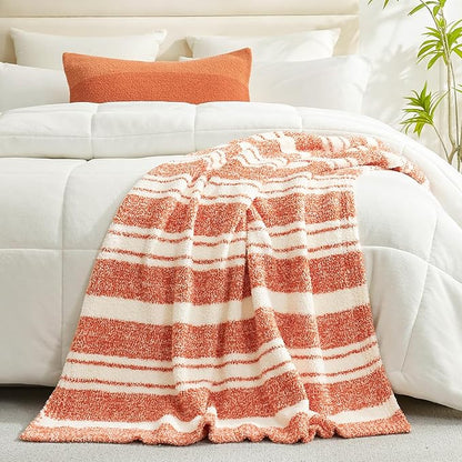 Snuggle Sac Orange Bedding Blanket Ultra Soft Microfiber, Warm Cozy Knit - Image 2