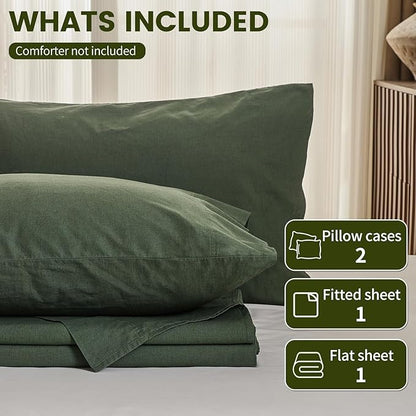 100% Linen Sheets Queen Size, Breathable & Durable 4-Piece Bed Flax Sheet Set - Image 6