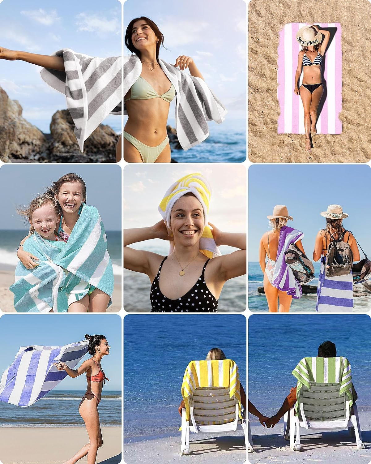 cotton oversized beach towel - 40 x70 inch, front angle view