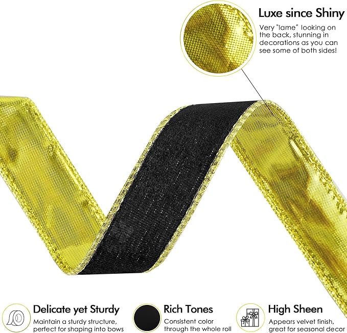 MEEDEE Black and Gold Velvet Ribbon - Image 3