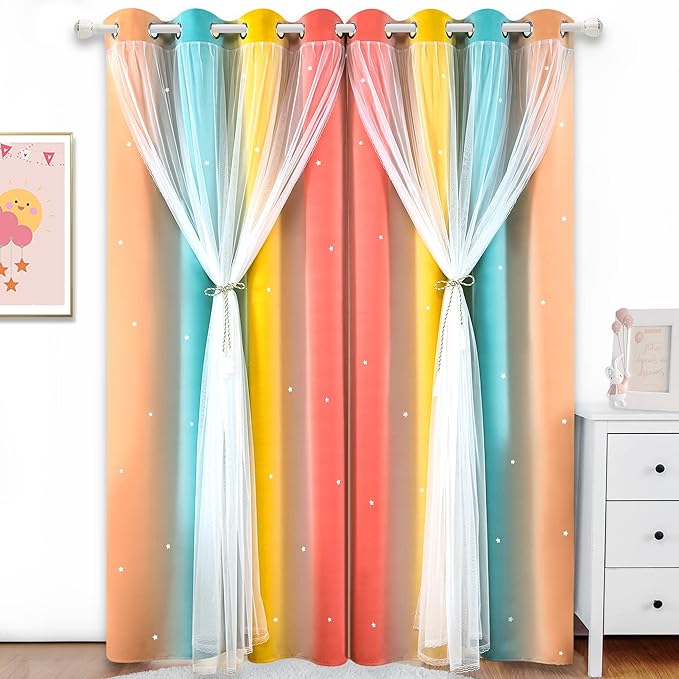 Kinryb Rainbow Star Cutout Curtains - Image 2