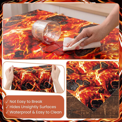 100FT x 54IN Halloween Lava Plastic Tablecloth Roll with Slide Cutter Box