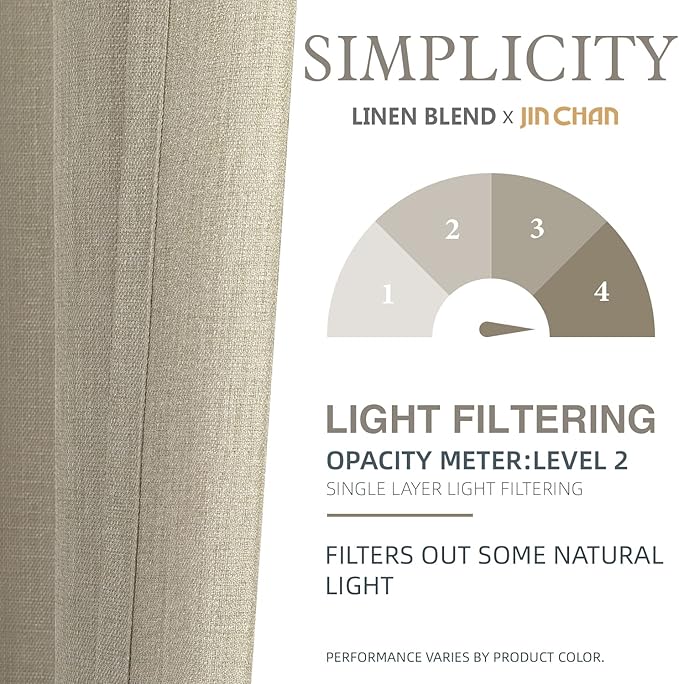 jinchan Kitchen Curtain 24 Inch Faux Linen Tier Farmhouse Cafe Curtains Country - Image 4