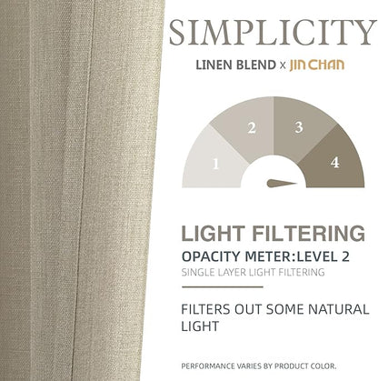 jinchan Kitchen Curtain 24 Inch Faux Linen Tier Farmhouse Cafe Curtains Country - Image 4