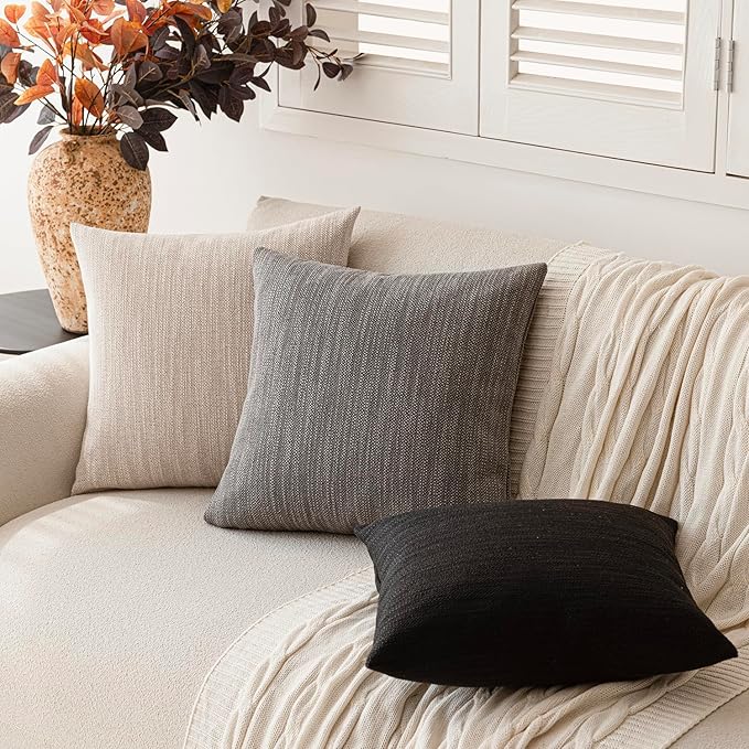 Foindtower Set of 2 Decorative Textured Burlap Linen Throw Pillow Covers - Image 6