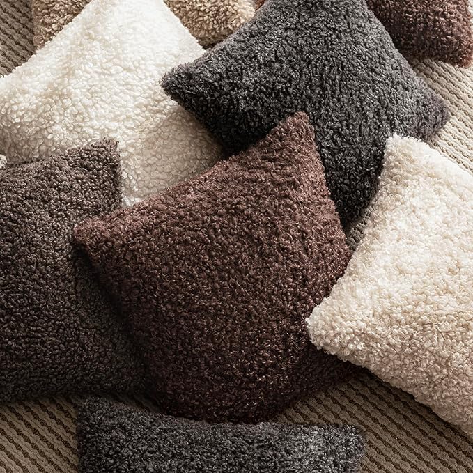 Foindtower 2 Pieces 22x22 Inch Red Brown, Faux Fur Throw Pillow Cover Accent - Image 6