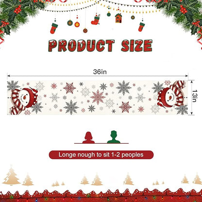 OTOSTAR Snowflakes and Red Snowman Christmas Table Runner, Xmas Seasonal Winter - Image 5