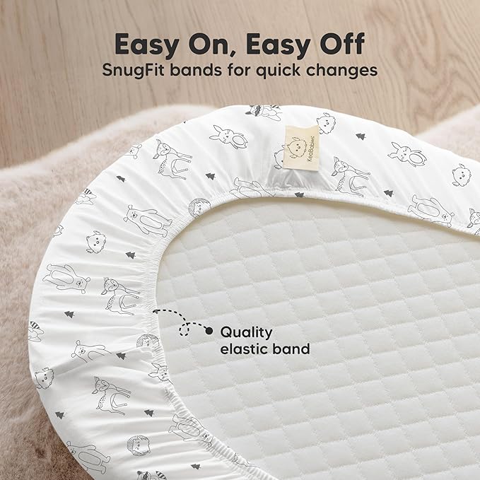 2-pk Waterproof Bassinet Sheets Girls, Cotton - Image 6
