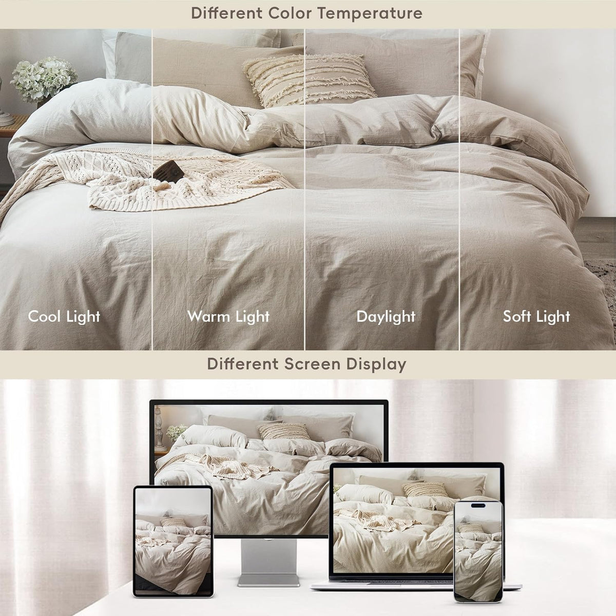 moomee duvet cover set 100% washed cotton linen on a desk or shelf