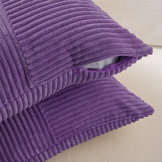 Fancy Homi 2 Packs Purple Decorative Throw Pillow Covers 22x22 Inch - Image 4