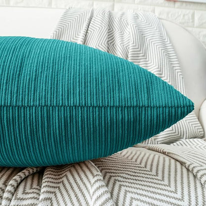 HWY 50 Teal Chenille Throw Pillow Covers 20x20 Inch - Image 3