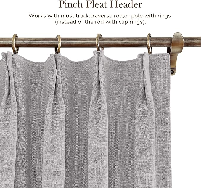 TWOPAGES 100 W x 84 L inch Pinch Pleated Curtain Room Darkening Linen Drapery - Image 4