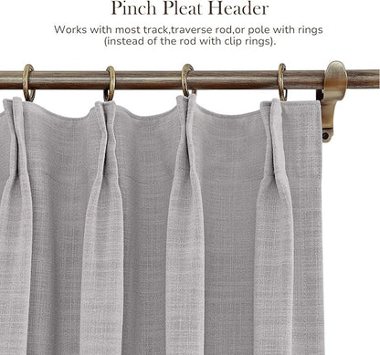 TWOPAGES 100 W x 84 L inch Pinch Pleated Curtain Room Darkening Linen Drapery - Image 4