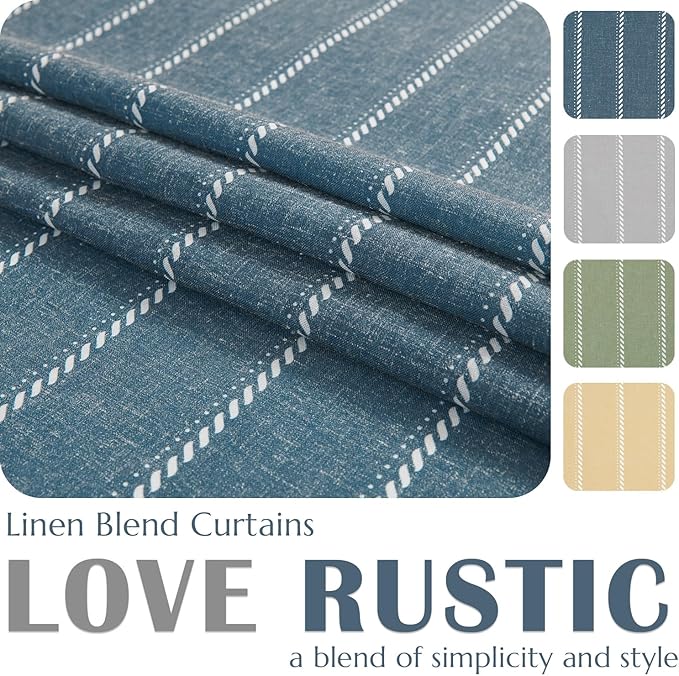 jinchan Nautical Striped Linen Kitchen Curtains 24 Inches Farmhouse Tier Cafe - Image 4