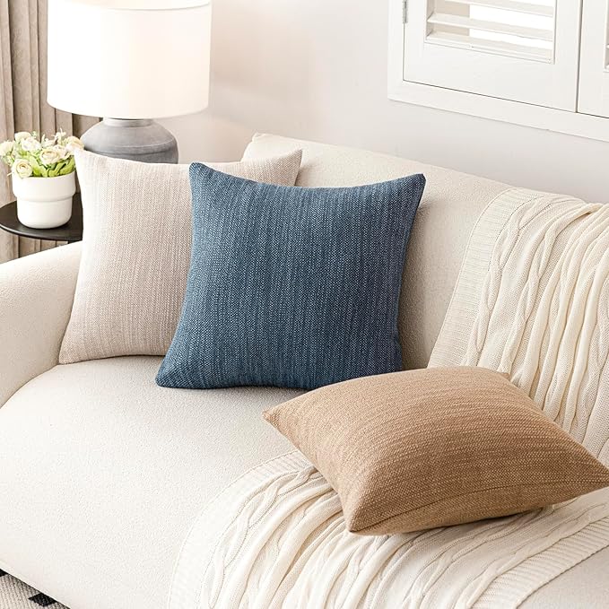 Foindtower Set of 2 Decorative Textured Burlap Linen Throw Pillow Covers - Image 6