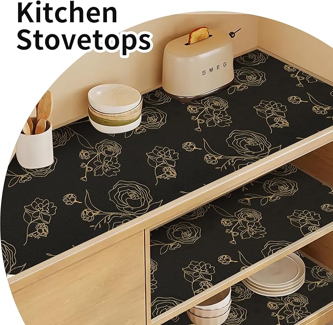 Shelf Liners for Kitchen Cabinets 12in x 20FT Non Adhesive Drawer Liner Black - Image 8