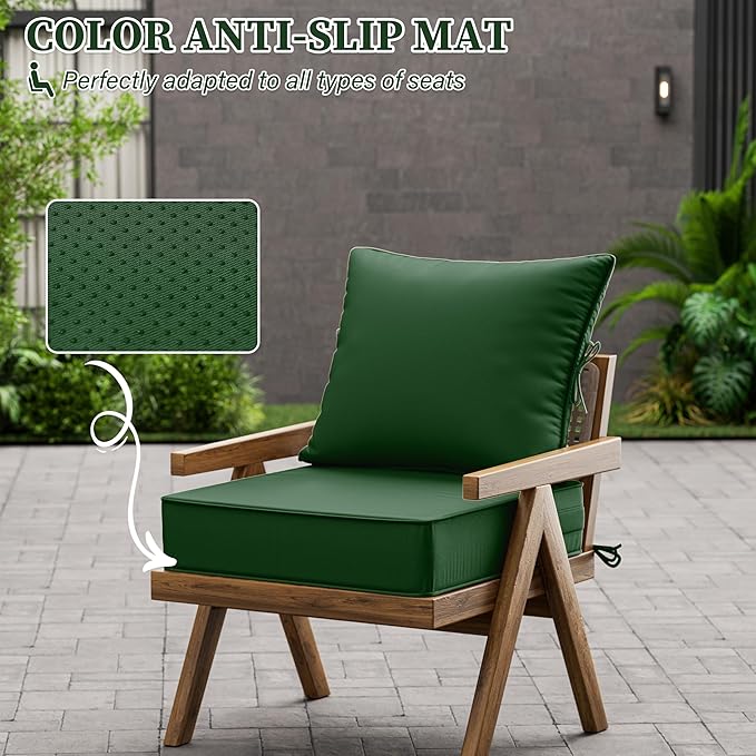 Outdoor Seat Cushion Set 19 L × 19 W × 4 H Inch Waterproof & Fade Resistant - Image 6