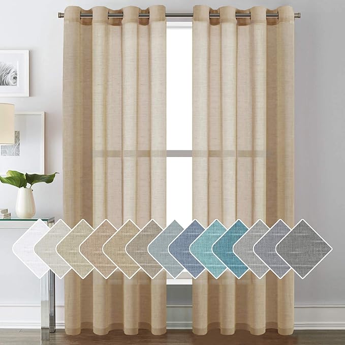 H.VERSAILTEX Linen Curtains Flax Linen Blended Curtain Panels by HVERSAILTEX
