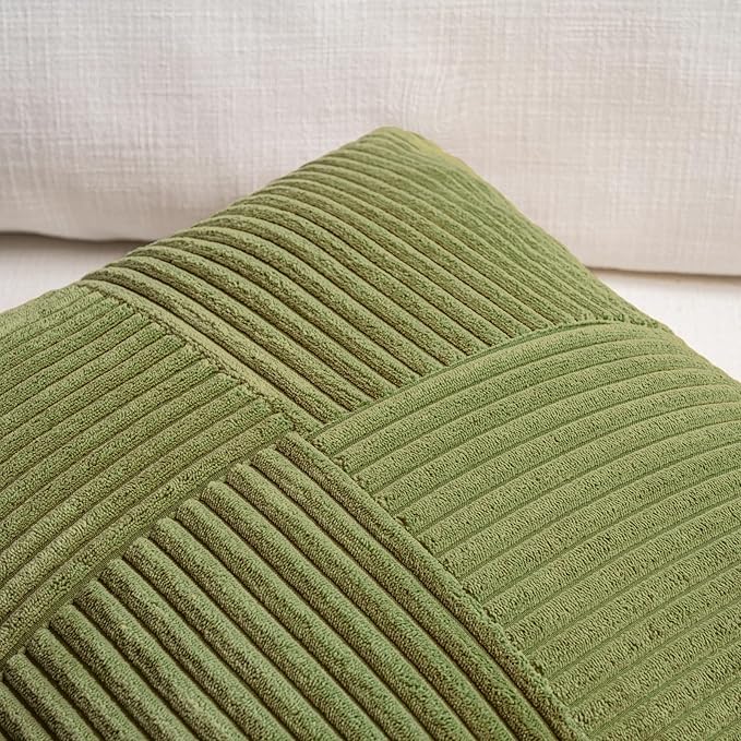 Fancy Homi 2 Packs Moss Green Big Decorative Throw Pillow Covers 24x24 Inch - Image 3