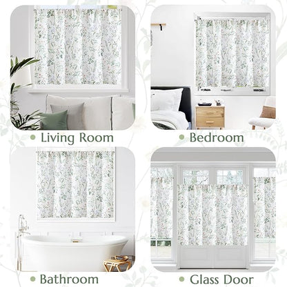 jinchan Spring Floral Kitchen Curtain Over Sink Farmhouse Linen Tier Curtain 24 - Image 3