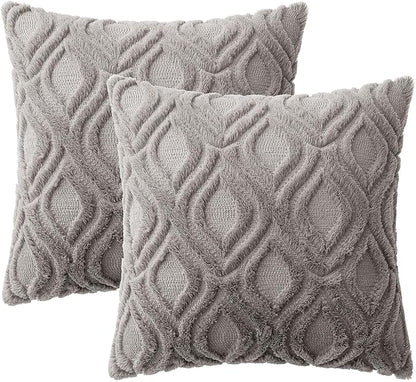 MIULEE Dark Grey Throw Pillow Covers 16x16 Inch, Soft Winter Plush Faux Wool - Image 6